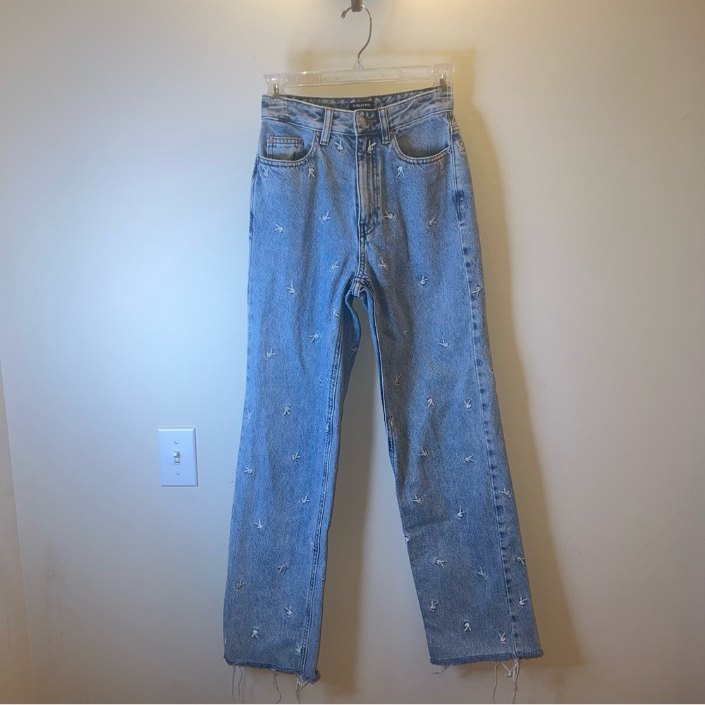 Playboy‎ x PacSun Embroidered Straight Leg Jeans Size 23 High Rise